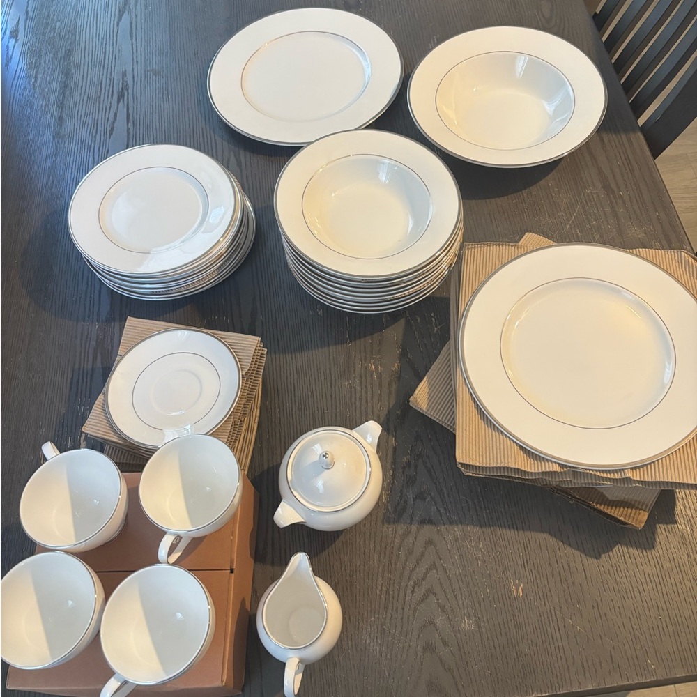 Mikasa White Dinnerware Set with Textured Plates